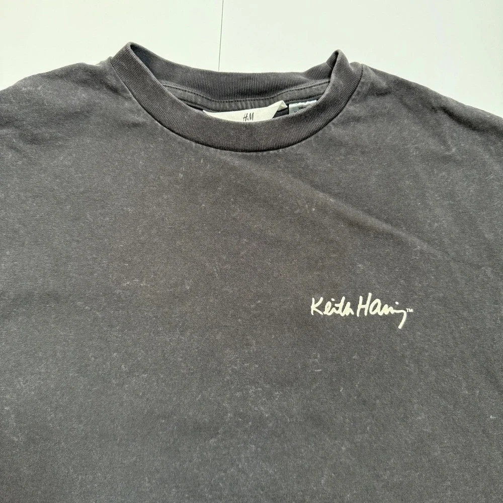 Disney Mickey Mouse Keith Haring Shirt Youth 12-14 Black Graphic Tee H&M